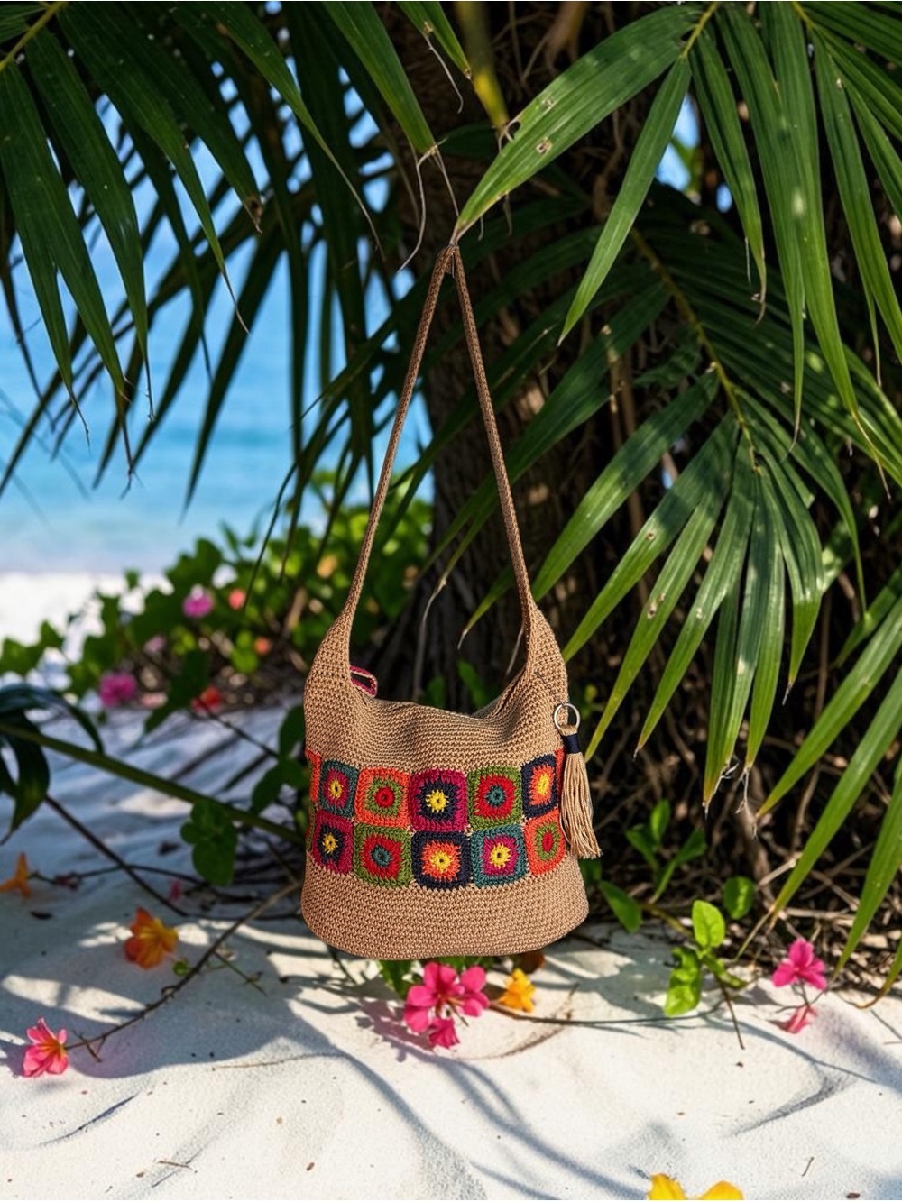 The Sak Crochet Granny Square Crossbody Bag Purse GRANNYCORE Boho